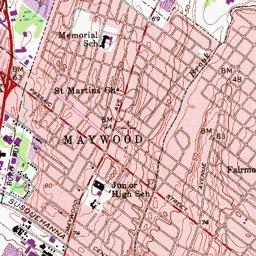 Topographic Map of Maywood First Aid and Emergency Squad, NJ