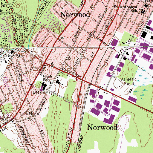 Topographic Map of Norwood Boro Fire Department, NJ