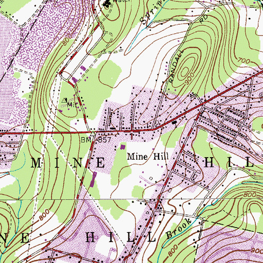 Topographic Map of Mine Hill Fire Department, NJ