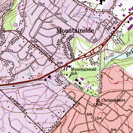 Topographic Map of Mountainside Rescue Squad, NJ