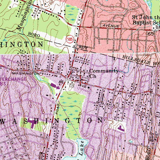 Topographic Map of Township of Washington Fire Department, NJ