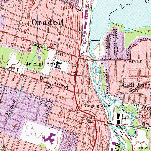 Topographic Map of Oradell Fire Department, NJ