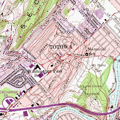 Topographic Map of Borough of Totowa Fire Department Volunteer Fire Company 1, NJ