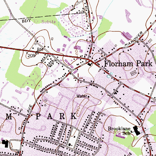 Topographic Map of Florham Park Volunteer Fire Department Station 1 Headquarters, NJ