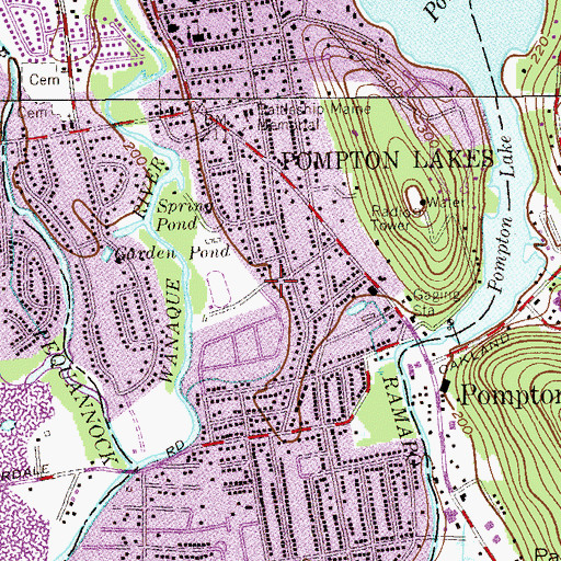 Topographic Map of Pompton Lakes - Riverdale First Aid Squad, NJ