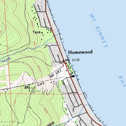 Topographic Map of Homewood, CA