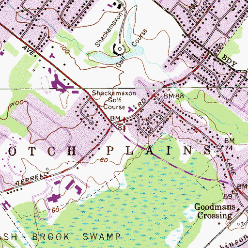 Topographic Map of Scotch Plains Fire Department Station 2, NJ