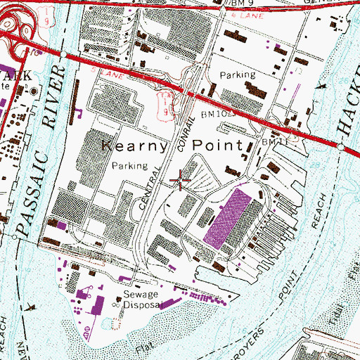 Topographic Map of Kearny Fire Department Station 4 South Kearny, NJ