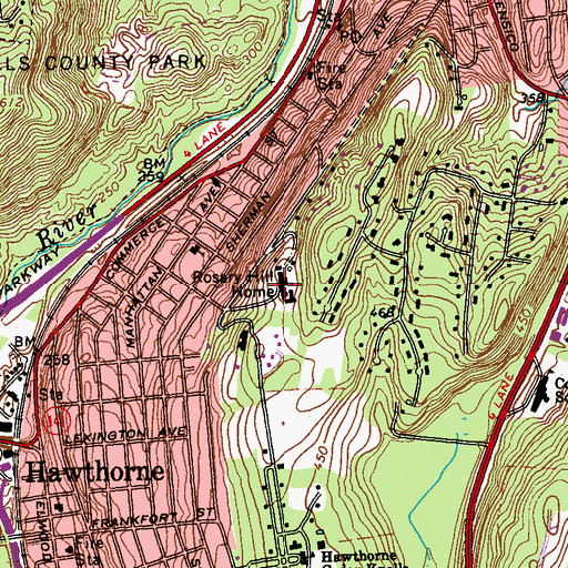 Topographic Map of Rosary Hill Home, NY