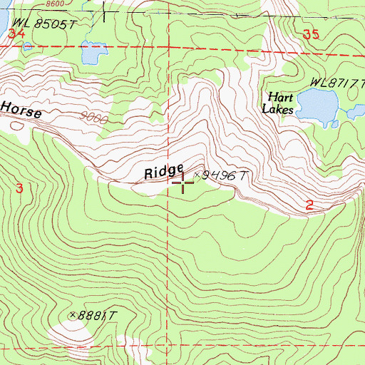 Topographic Map of Horse Ridge, CA
