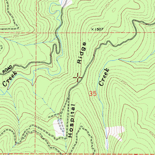 Topographic Map of Hospital Ridge, CA