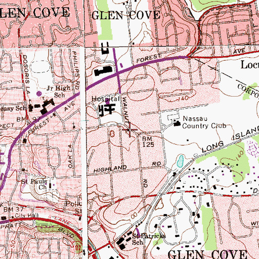 Topographic Map of Glen Cove Christian Church, NY