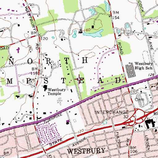 Topographic Map of Old Westbury Seventh Day Adventist Church, NY
