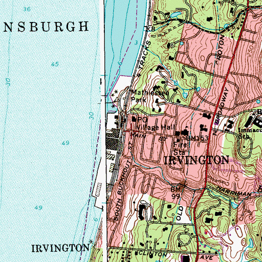 Topographic Map of Irvington Public Library, NY