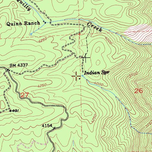Topographic Map of Indian Spring, CA