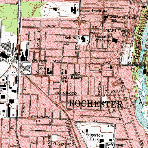 Topographic Map of Dewey Post Office, NY