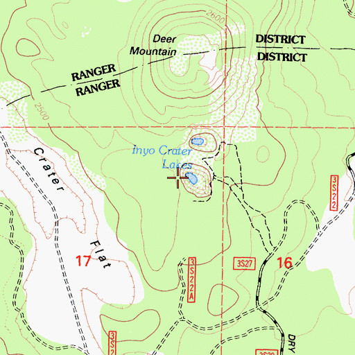 Topographic Map of Inyo Crater Lakes, CA