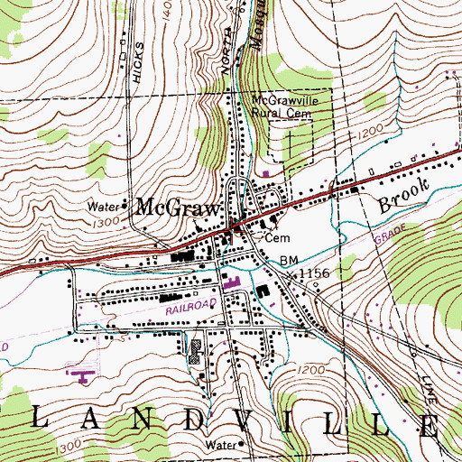Topographic Map of McGraw Post Office, NY