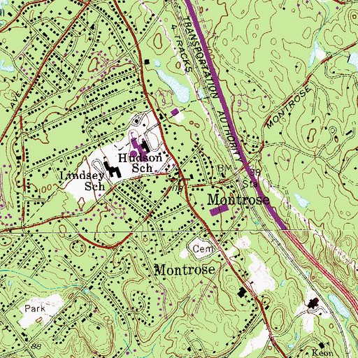 Topographic Map of Montrose Post Office, NY