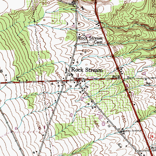 Topographic Map of Rock Stream Post Office, NY