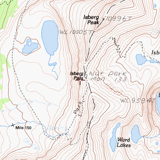 Topographic Map of Isberg Pass, CA