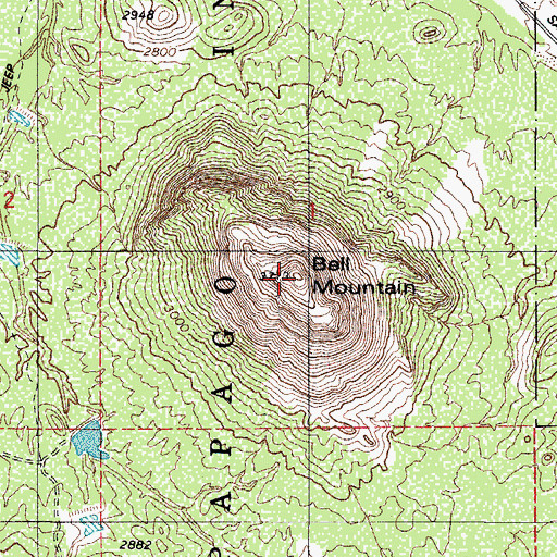 Topographic Map of Bell Mountain, AZ