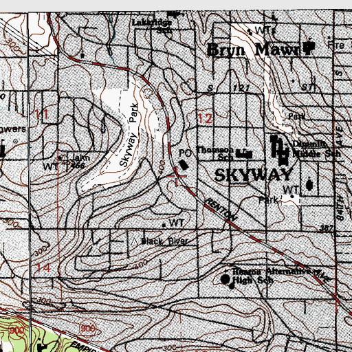 Topographic Map of King County Fire Protection District 20 Station 22, WA