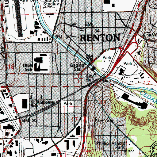 Topographic Map of Renton Fire and Emergency Services Department Station 11, WA