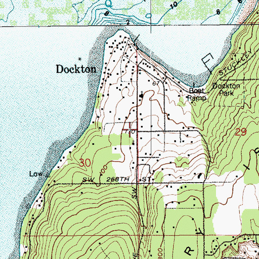 Topographic Map of King County Fire Protection District 13 Vashon Island Fire and Rescue Station 58, WA