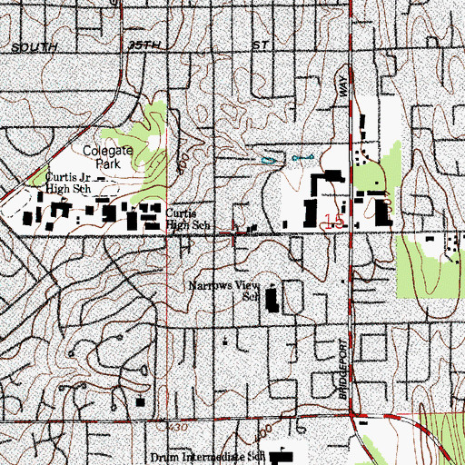 Topographic Map of Pierce County Fire Protection District 3 University Place Fire Department Station 3 - 2, WA
