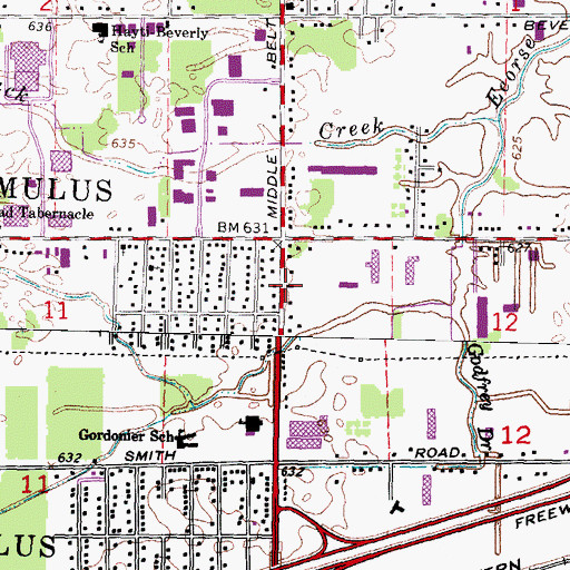 Topographic Map of Romulus Fire and Rescue Department Station 2, MI