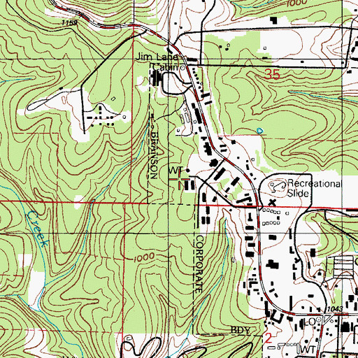 Topographic Map of Branson Fire Department Station 3, MO
