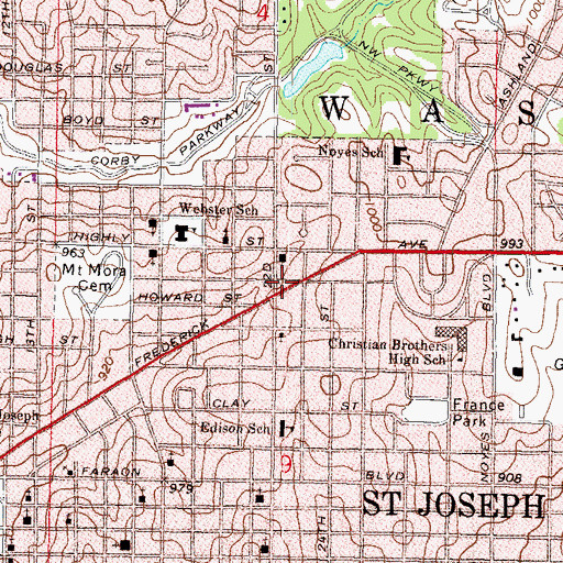 Topographic Map of Saint Joseph Fire Department Station 9, MO