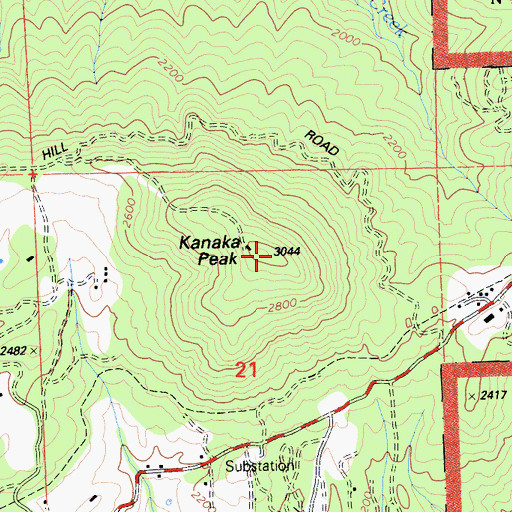 Topographic Map of Kanaka Peak, CA