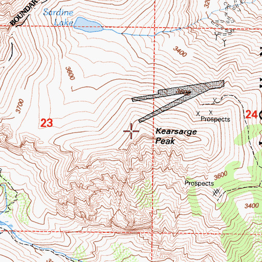 Topographic Map of Kearsarge Peak, CA