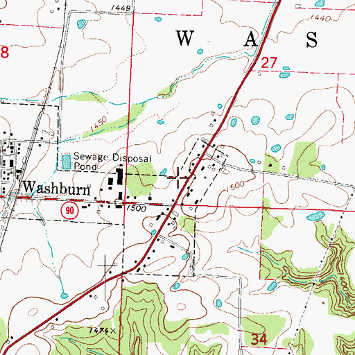 Topographic Map of Washburn Volunteer Fire Department Station 1 Headquarters, MO