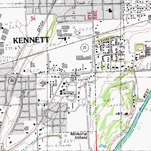 Topographic Map of Kennett Volunteer Fire Department Station 2, MO