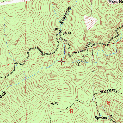 Topographic Map of Kimberley Creek, CA