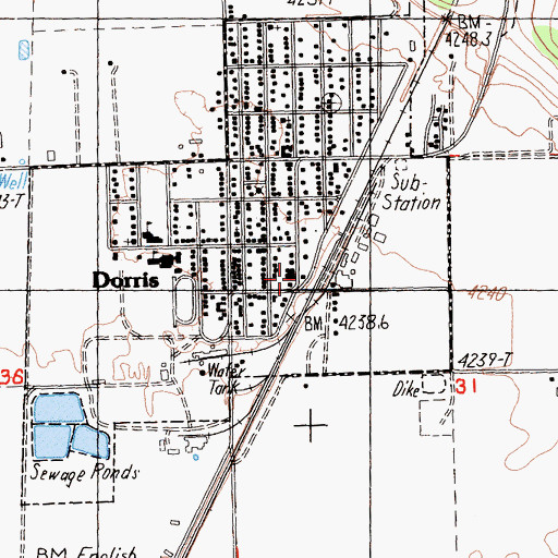 Topographic Map of Dorris Volunteer Fire Department, CA