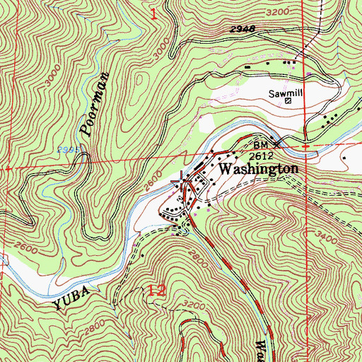 Topographic Map of Washington Fire Department, CA