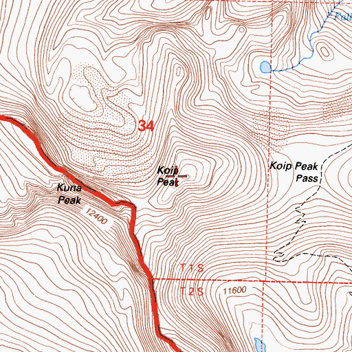 Topographic Map of Koip Peak, CA