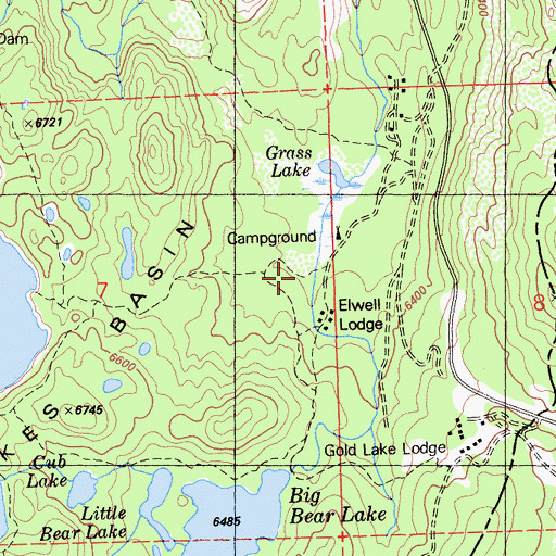 Topographic Map of Lakes Basin Guard Station, CA