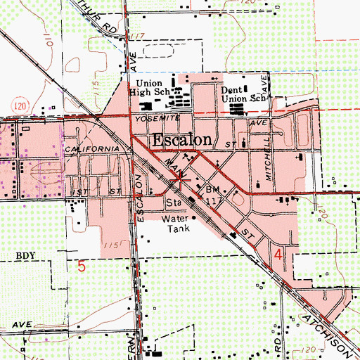 Topographic Map of Escalon Consolidated Fire Protection District Station 1, CA