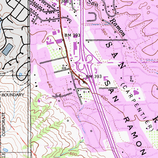 Topographic Map of San Ramon Valley Fire Protection District Station 31, CA