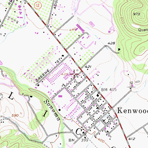 Topographic Map of Kenwood Fire Protection District, CA