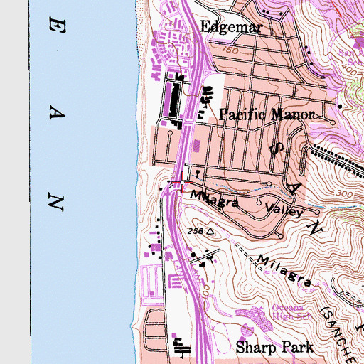 Topographic Map of North County Fire Authority Station 71, CA