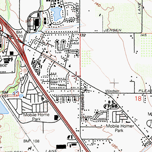 Topographic Map of Windsor Fire Protection District Station 1 Headquarters, CA