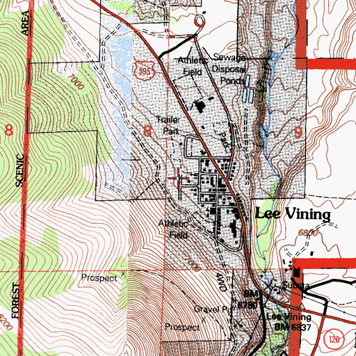 Topographic Map of Lee Vining, CA