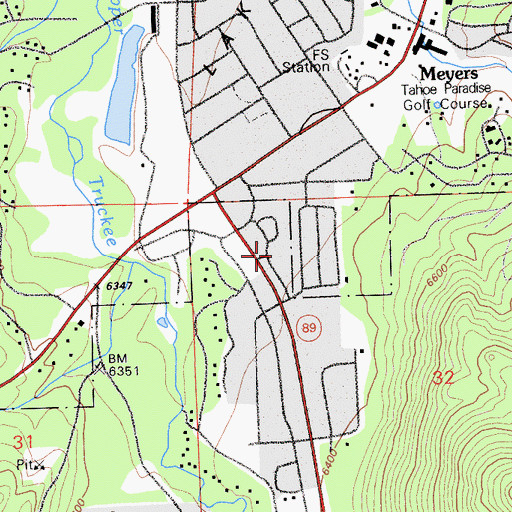 Topographic Map of Lake Valley Fire Protection District Station 7, CA