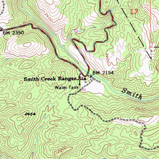 Topographic Map of Department of Forestry and Fire Protection Station 12 Smith Creek, CA